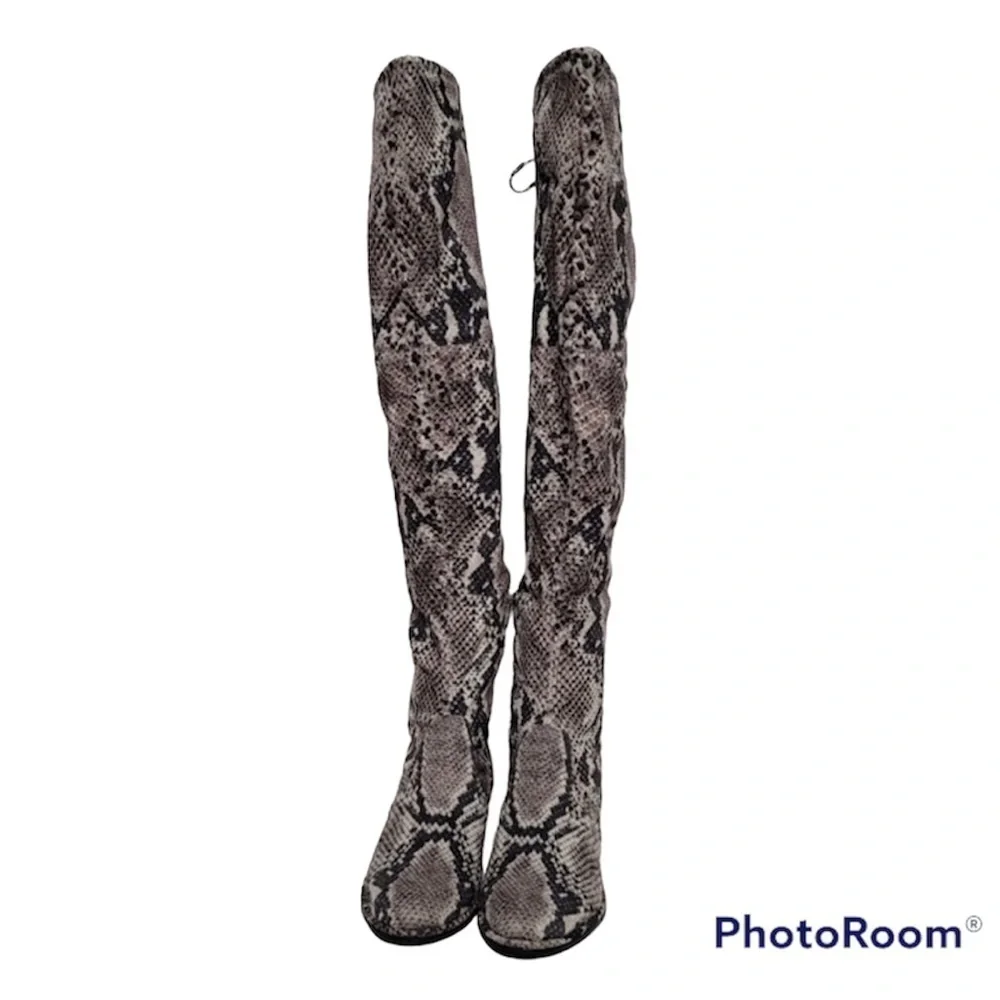 Marc Fisher Humor over the knee boot gray snake skin